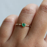 Aurora | 14K Heart Emerald & Diamond Accented Ring - Emi Conner Jewelry 