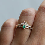 Aurora | 14K Heart Emerald & Diamond Accented Ring - Emi Conner Jewelry 