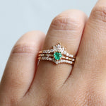 Aurora | 14K Heart Emerald & Diamond Accented Ring - Emi Conner Jewelry 