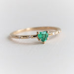 Aurora | 14K Heart Emerald & Diamond Accented Ring - Emi Conner Jewelry 