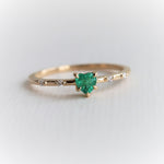 Aurora | 14K Heart Emerald & Diamond Accented Ring - Emi Conner Jewelry 