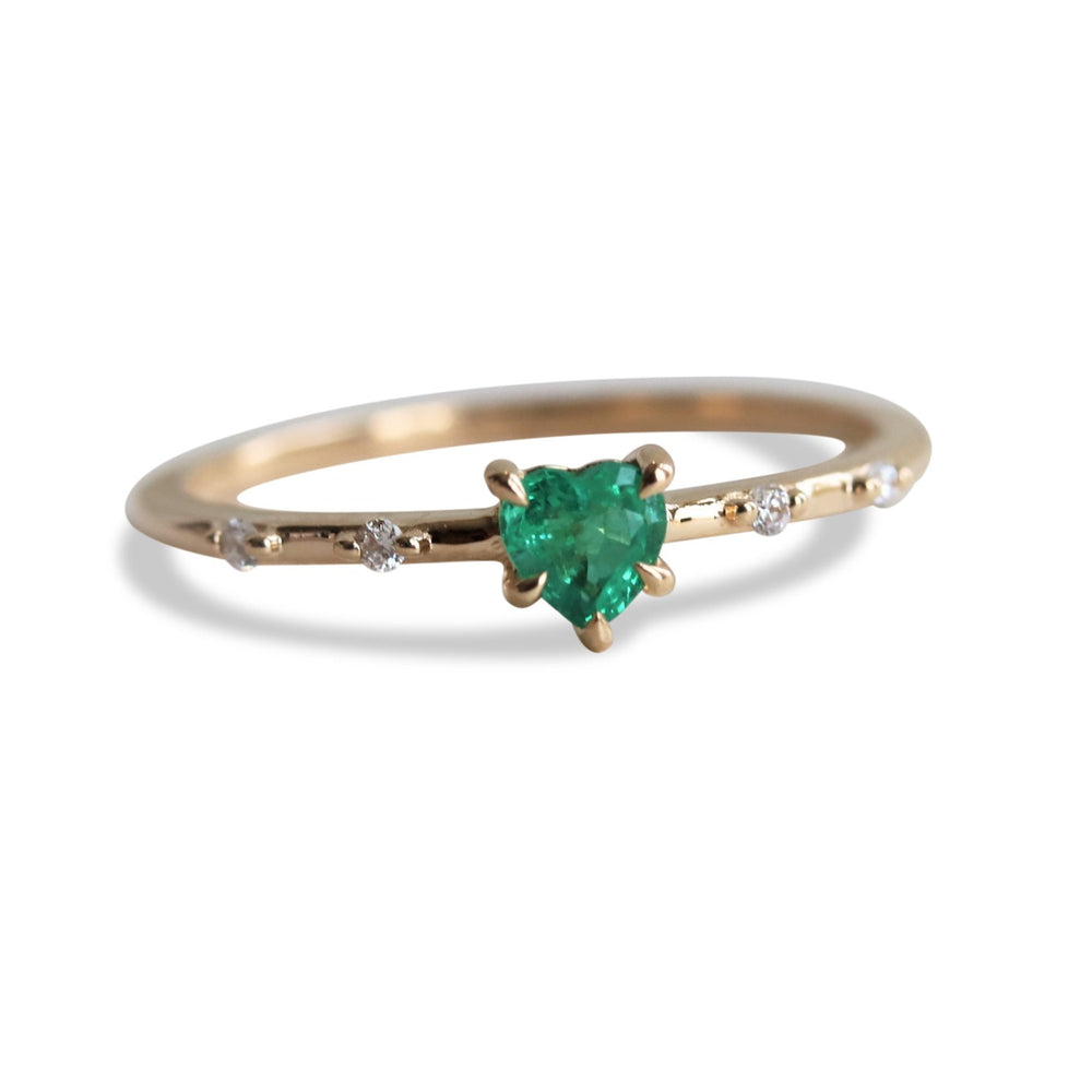 Aurora | Heart Emerald & Diamond Accented Ring