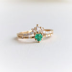 Aurora | 14K Heart Emerald & Diamond Accented Ring - Emi Conner Jewelry 