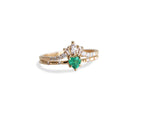 Aurora | 14K Heart Emerald & Diamond Accented Ring - Emi Conner Jewelry 