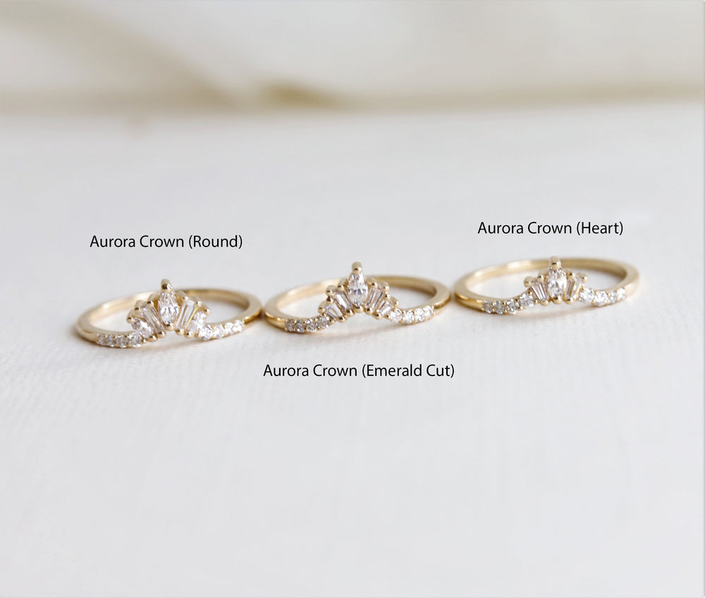 Aurora Crown (Round) | 14K Gold Diamond Contour Band - Emi Conner Jewelry 