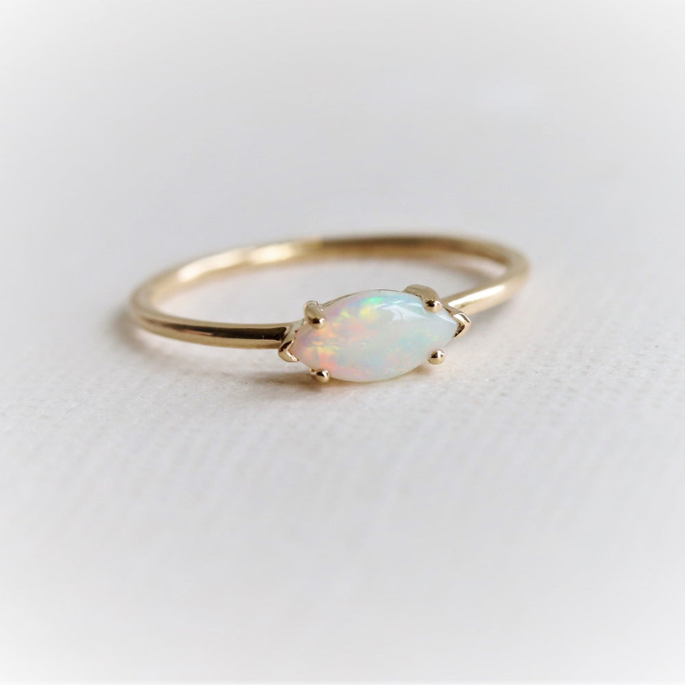 EVA | 14K Marquise Australian Opal East West Solitaire Ring