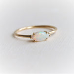 EVA | 14K Marquise Australian Opal East West Solitaire Ring