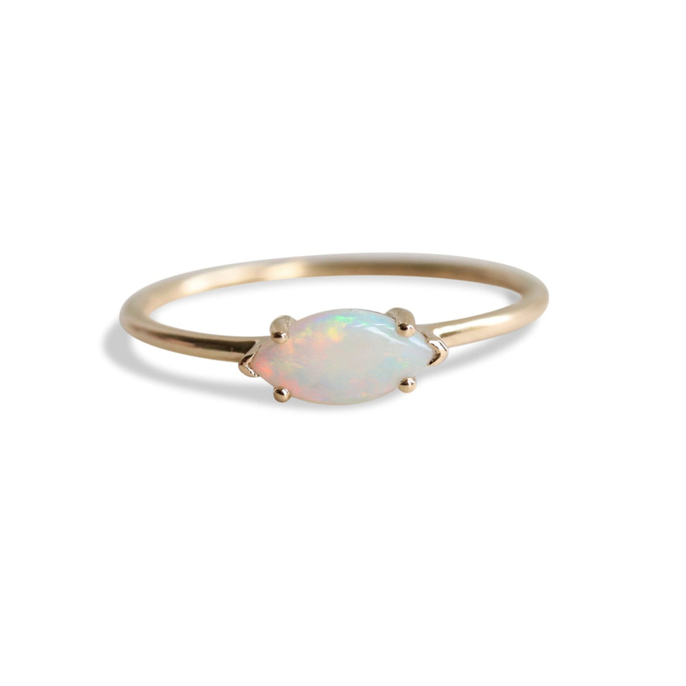 EVA | 14K Marquise Australian Opal East West Solitaire Ring