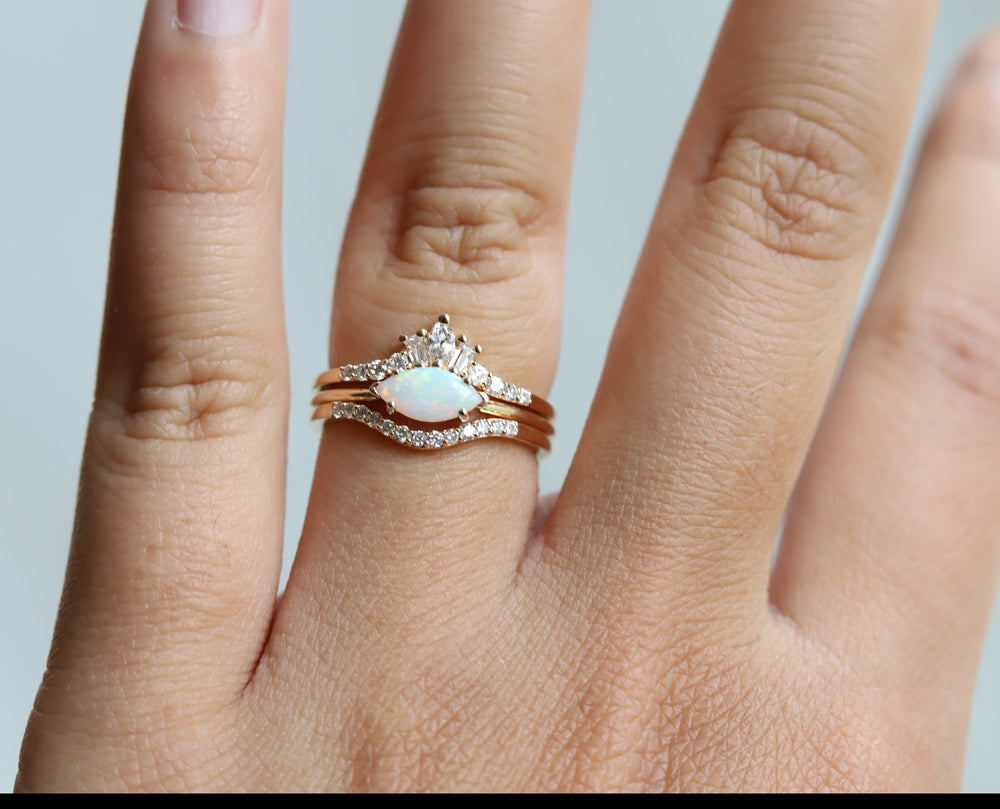 EVA | 14K Marquise Australian Opal East West Solitaire Ring