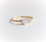 Aurora | 14K Heart Diamond Accented Engagement Ring - Emi Conner Jewelry 