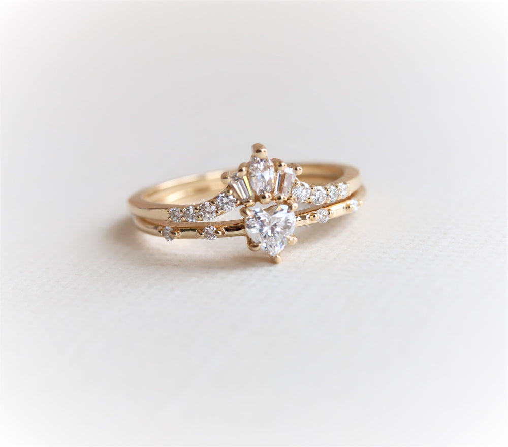 Aurora | 14K Heart Diamond Accented Engagement Ring - Emi Conner Jewelry 