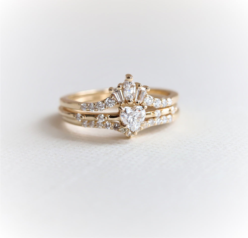 Aurora | 14K Heart Diamond Accented Engagement Ring - Emi Conner Jewelry 