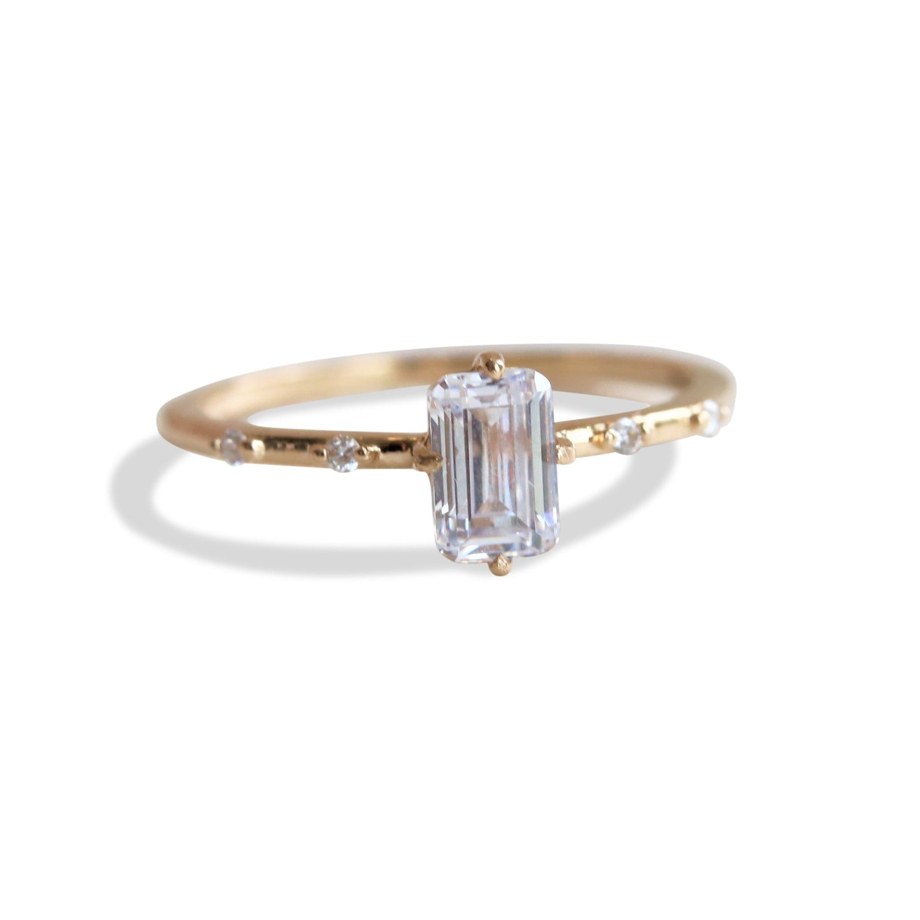 2.05ct Tourmalated Quartz Engagement Ring 14K White Gold Trapezoid Moi -  Aurora Designer