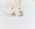 Stella | 14K Round Cut Birthstone & Diamond Hidden Star Pendant with Chain