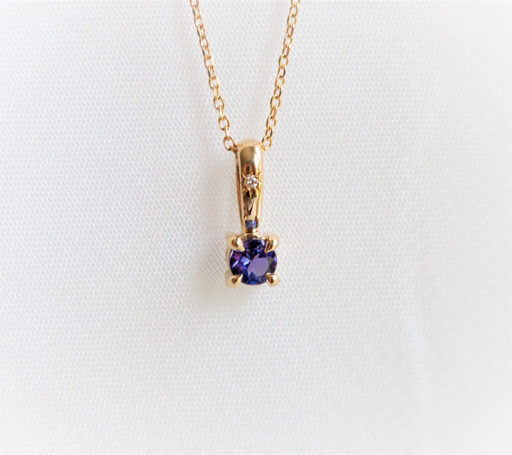 Stella | 14K Round Cut Birthstone & Diamond Hidden Star Pendant with Chain