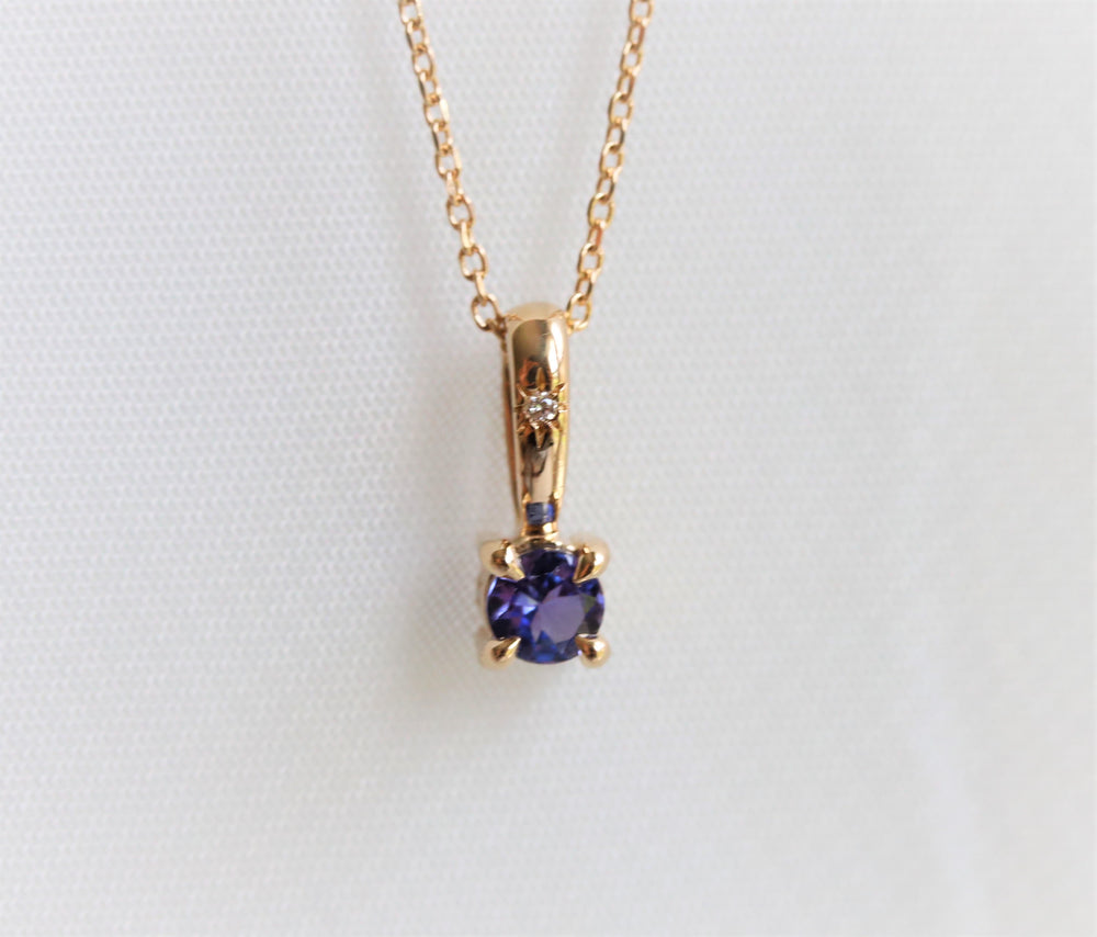 Stella | 14K Round Cut Birthstone & Diamond Hidden Star Pendant with Chain