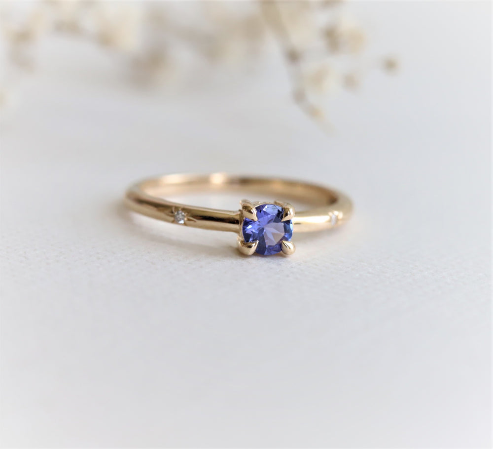 Stella | 4 mm Round Cut Birthstone Hidden Star Ring