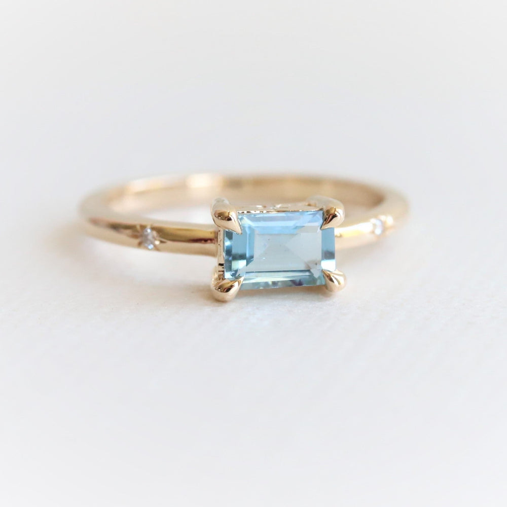 Stella | 14K Emerald Cut Birthstone & Diamond Hidden Star Ring - Emi Conner Jewelry 