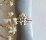 AVA | 8 x 6 mm Oval Moissanite® Dainty Cathedral Solitaire Ring - Emi Conner Jewelry 