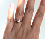 AVA | 8 x 6 mm Oval Moissanite® Dainty Cathedral Solitaire Ring - Emi Conner Jewelry 
