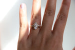 AVA | 8 x 6 mm Oval Moissanite® Dainty Cathedral Solitaire Ring - Emi Conner Jewelry 