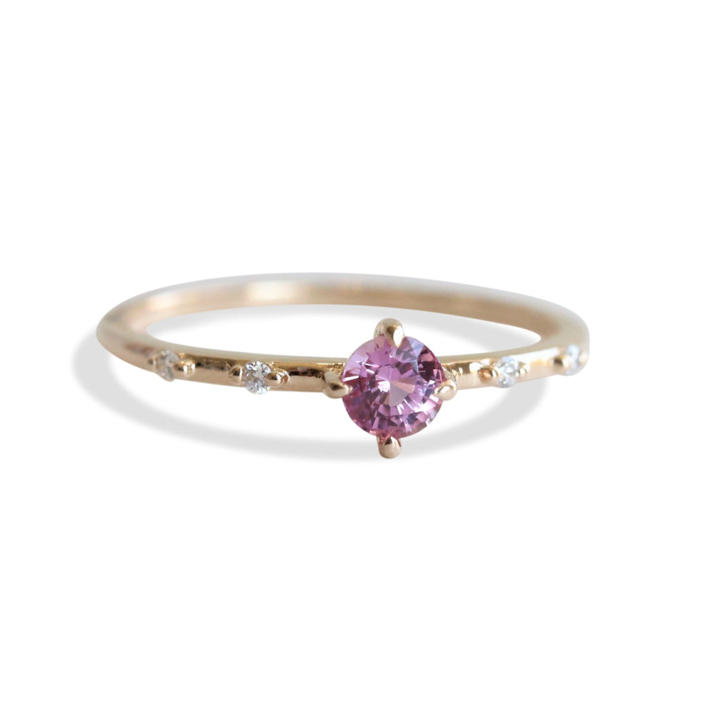 Aurora | Round Pink Sapphire & Diamond Accented Ring