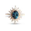 Lana | 14K Oval London Blue Topaz & CZ Fancy Halo Ring - Emi Conner Jewelry 