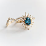 Lana | 14K Oval London Blue Topaz & CZ Fancy Halo Ring - Emi Conner Jewelry 