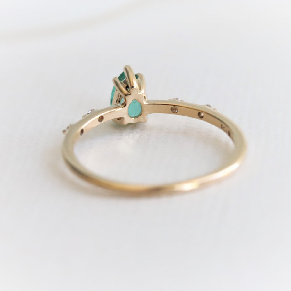 Aurora | Pear Emerald & Diamond Accented Ring