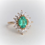 Lana | Oval Zambian Emerald Halo Ring