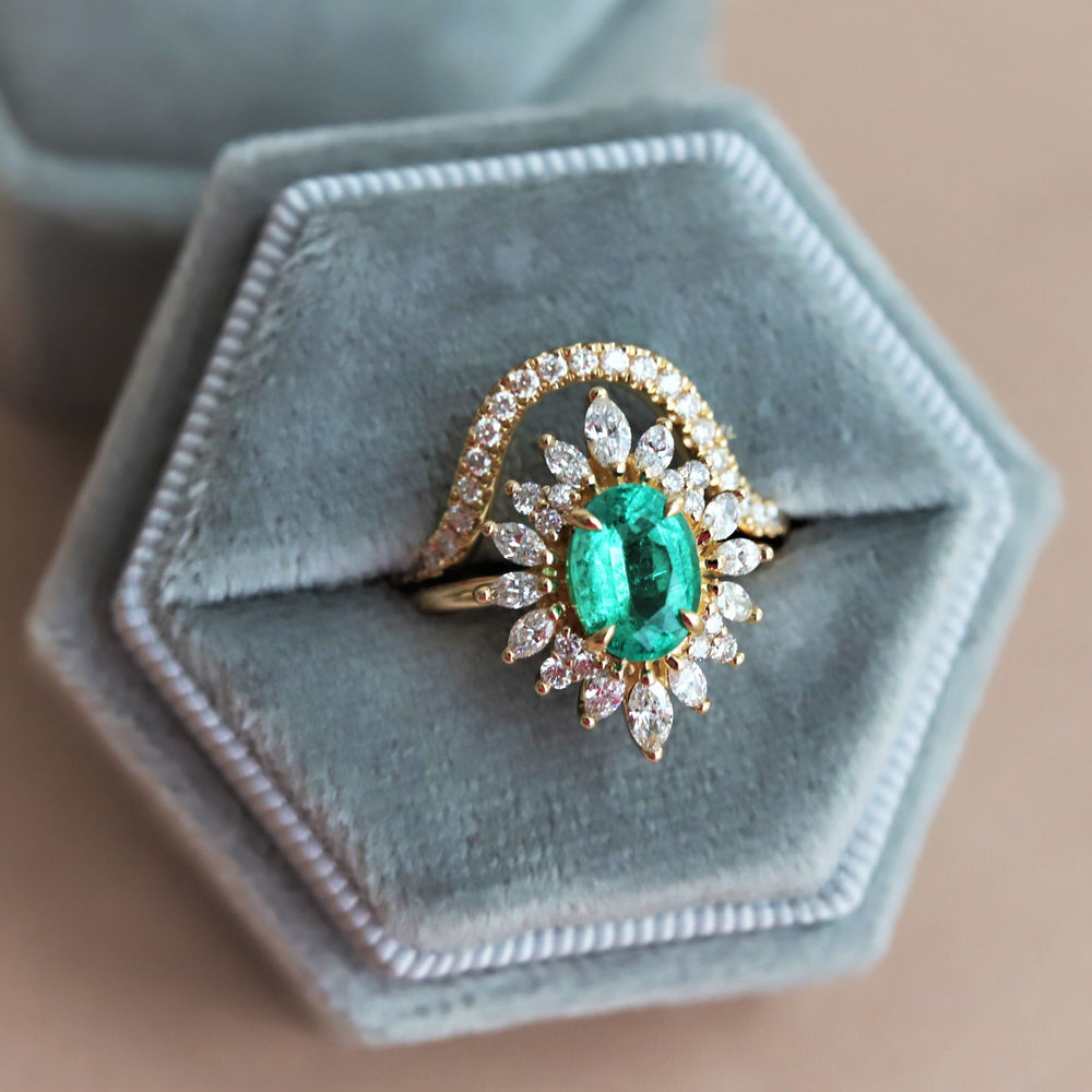Lana | Oval Zambian Emerald Halo Ring