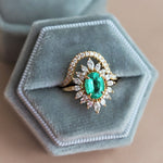 Lana | Oval Zambian Emerald Halo Ring