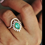 Lana | Oval Zambian Emerald Halo Ring