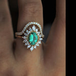 Lana | Oval Zambian Emerald Halo Ring