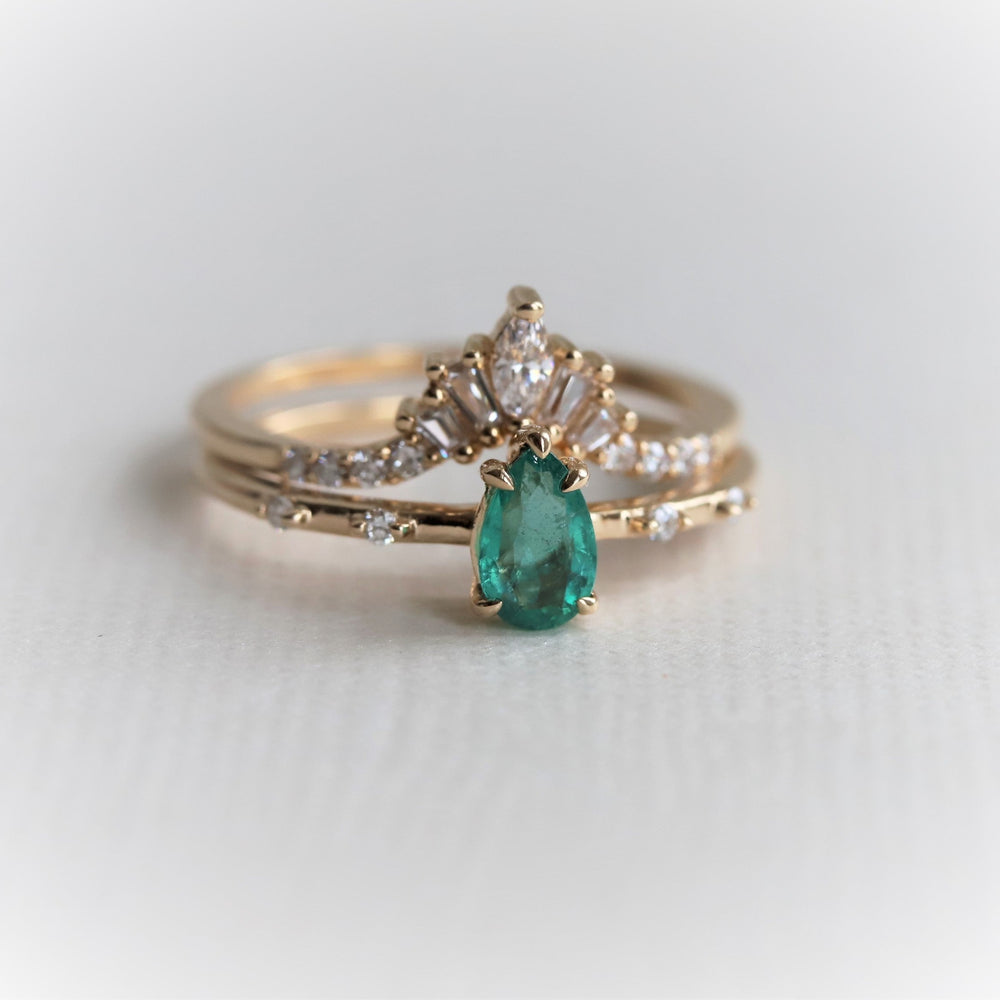 Aurora | Pear Emerald & Diamond Accented Ring