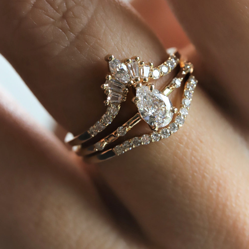 Aurora | 14K Pear Emerald & Diamond Accented Ring