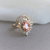 Lana | 14K Oval Chatham Lab Created Champagne Sapphire & Diamond Fancy Halo Ring - Emi Conner Jewelry 