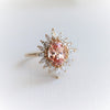 Lana | 14K Oval Chatham Lab Created Champagne Sapphire & Diamond Fancy Halo Ring - Emi Conner Jewelry 