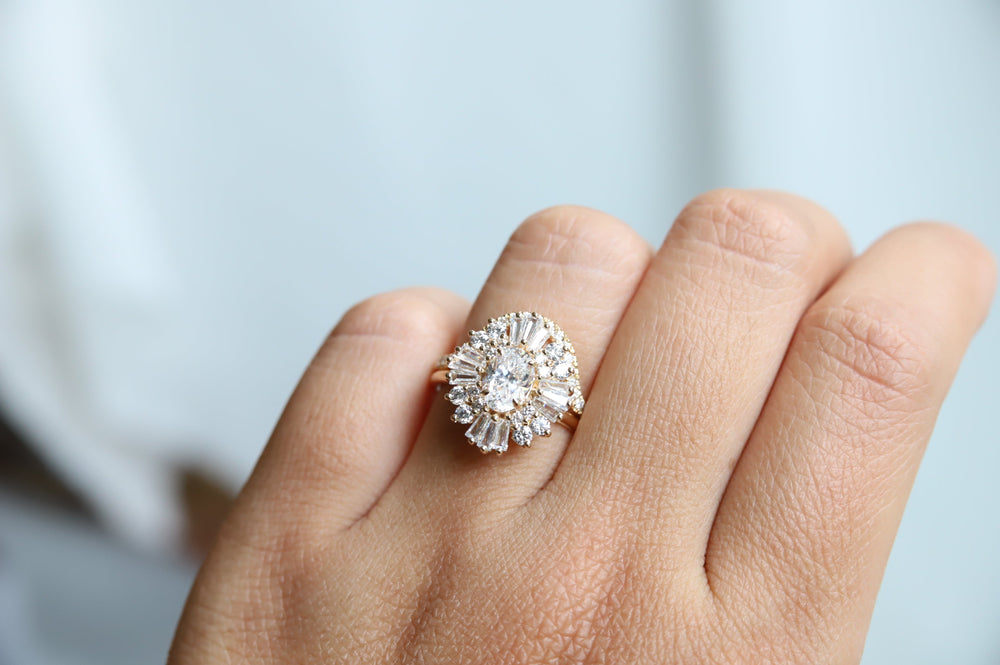 READY TO SHIP | 14k Victoria Oval Morganite Halo Ring