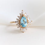 Lana | Pear Sky Blue Topaz Halo Ring
