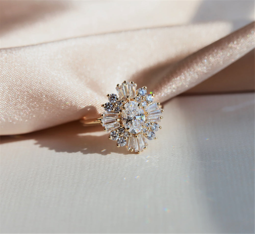 Victoria |  Oval Moissanite and Lab Grown Diamond Fancy Halo Ring