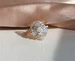 Victoria |  Oval Moissanite and Lab Grown Diamond Fancy Halo Ring