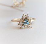 Layla | 14K Trillion Aquamarine & Diamond Petite Cocktail Ring - Emi Conner Jewelry 