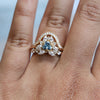 Layla | 14K Trillion Aquamarine & Diamond Petite Cocktail Ring - Emi Conner Jewelry 