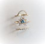 Layla | 14K Trillion Aquamarine & Diamond Petite Cocktail Ring - Emi Conner Jewelry 