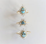 Layla | 14K Trillion Aquamarine & Diamond Petite Cocktail Ring - Emi Conner Jewelry 