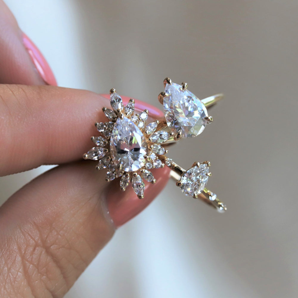 Lana | Pear Moissanite Halo Ring