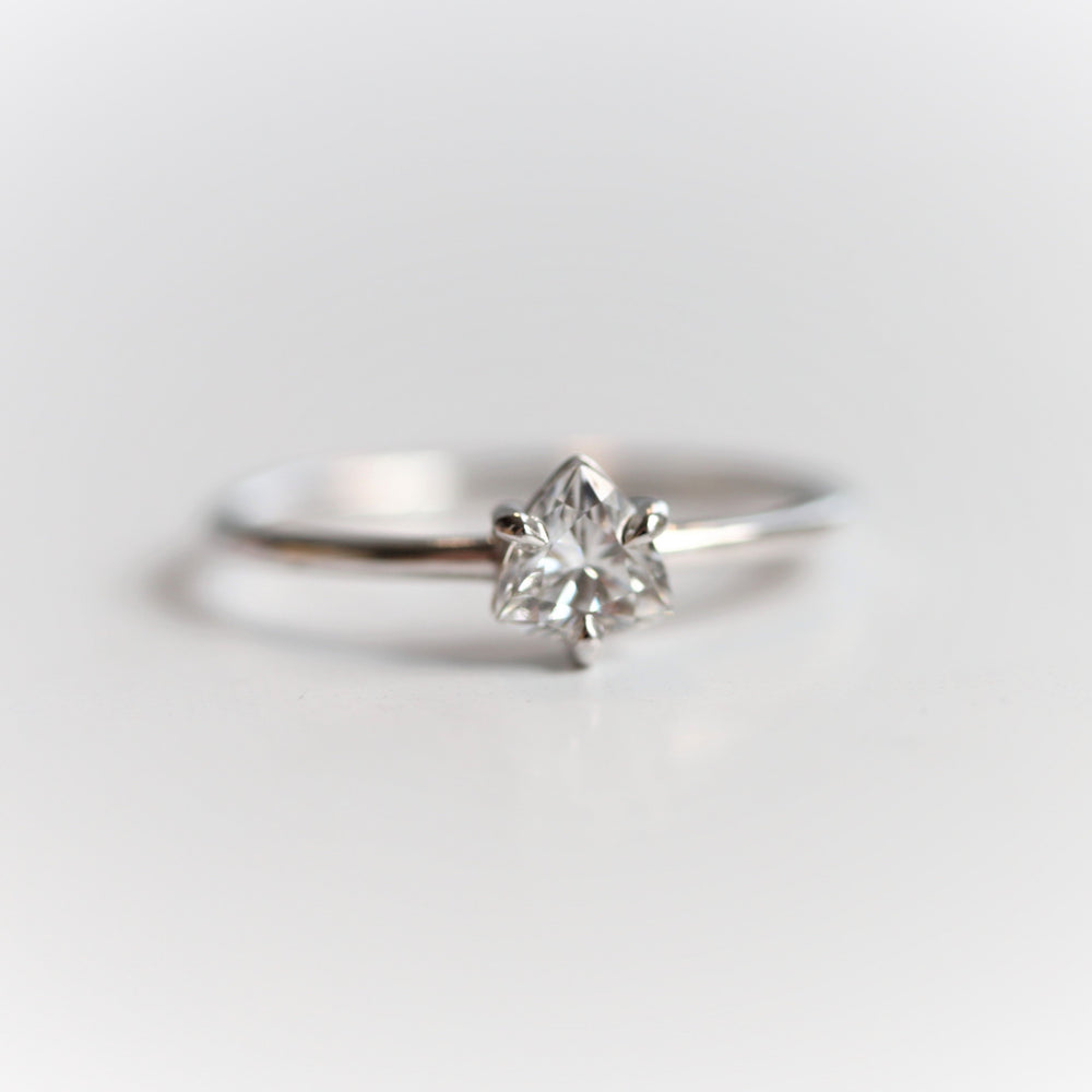 Trinity | 14K Trillion Moissanite Solitaire Ring - Emi Conner Jewelry 