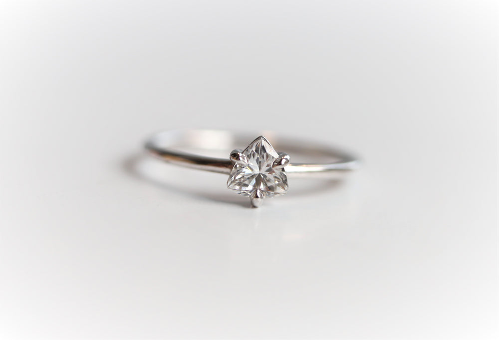 Trinity | 14K Trillion Moissanite Solitaire Ring - Emi Conner Jewelry 