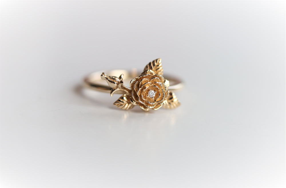ROSE Ring | 14K Rose With A Rose Bud Ring - Emi Conner Jewelry 